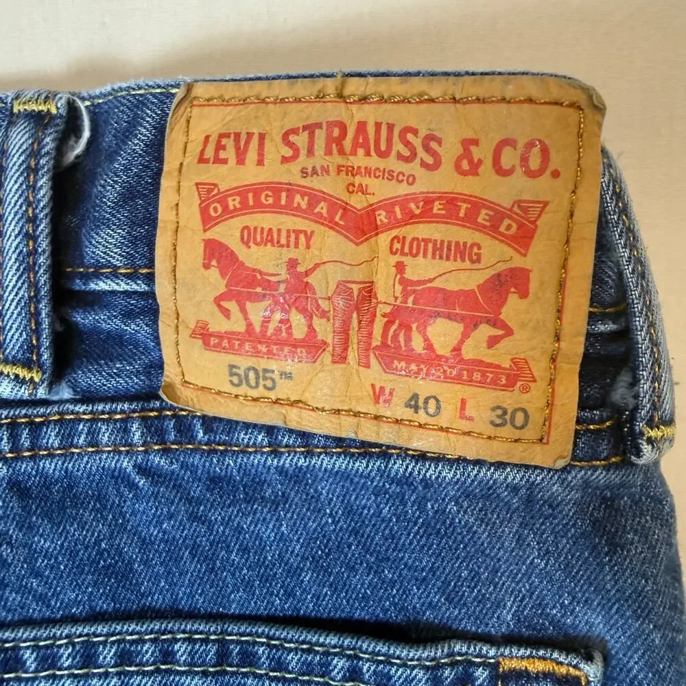 Mens Levi’s‎ 505 Regular Fit Jeans 40x30 Medium Wash Denim